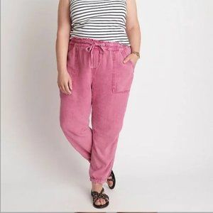 Anthropology Pink Linen Utility Pants Womens Size Medium